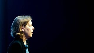 Susan Wojcicki'nin İsviçre'deki Dünya Ekonomik Forumu'nda konuşurken çekilmiş bir fotoğrafı, 26 Mayıs 2022