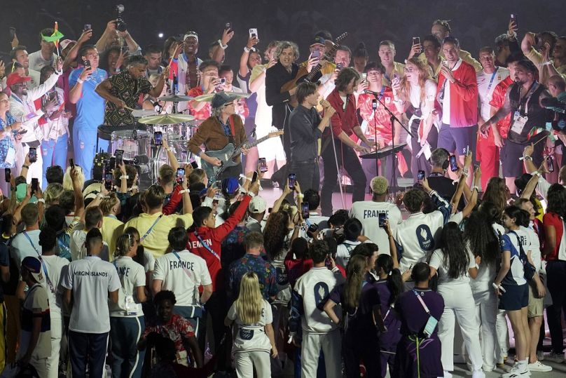 Phoenix performs during the 2024 Summer Olympics closing ceremony at the Stade de France, Sunday, Aug. 11, 2024, in Saint-Denis, France