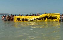 Protesta en Playa de Palma (Mallorca) este domingo.