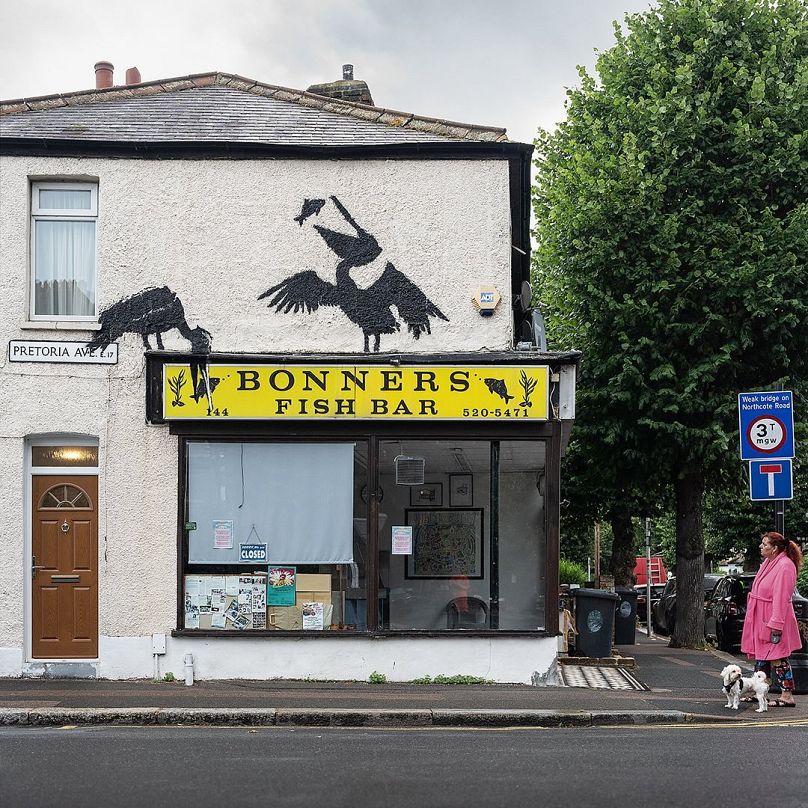 On Friday, Walthamstow  locals woke up to find a pair of playful pelicans fishing above a fish and chips shop.