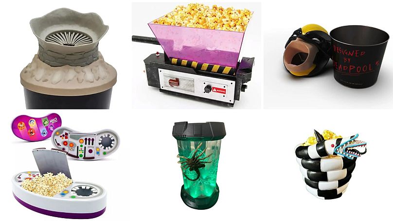 Popcorn buckets - Top left to bottom right: Dune: Part Two; Ghostbusters: Frozen Empire; Deadpool & Wolverine; Inside Out 2; Alien: Romulus; Beetlejuice Beetlejuice