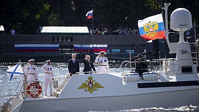 Il presidente russo Vladimir Putin alle celebrazioni della Marina russa a San Pietroburgo, 28 luglio 2024