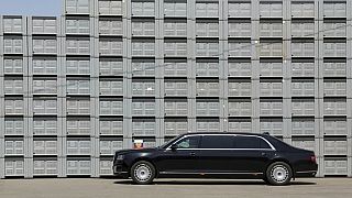 An Aurus Senat Limousine carrying Russian President Vladimir Putin arrives at Agro-07 agricultural enterprise in the Republic of Kabardino-Balkaria, Russia, Aug. 2024. 