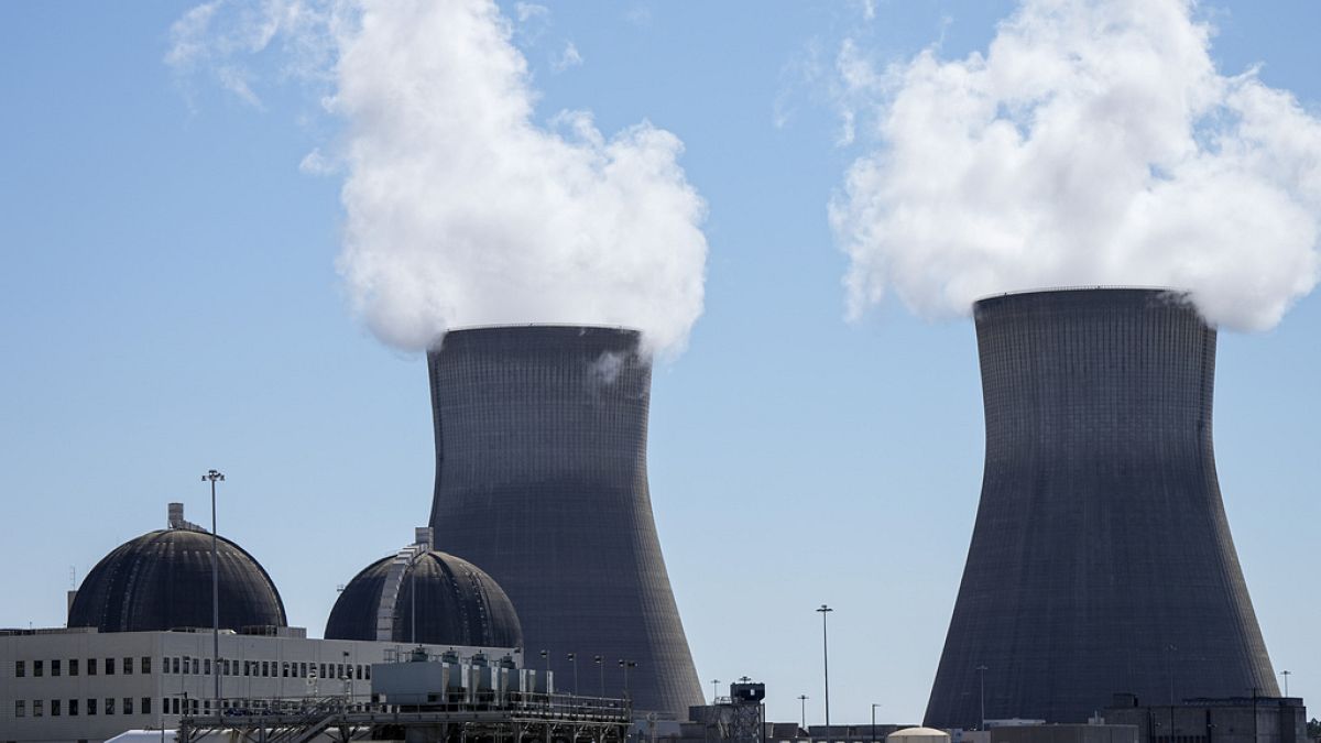 Vogtle nükleer santralinin 1 ve 2 numaralı reaktör üniteleri, Waynesboro, Georgia, ABD, 31 Mayıs 2024.