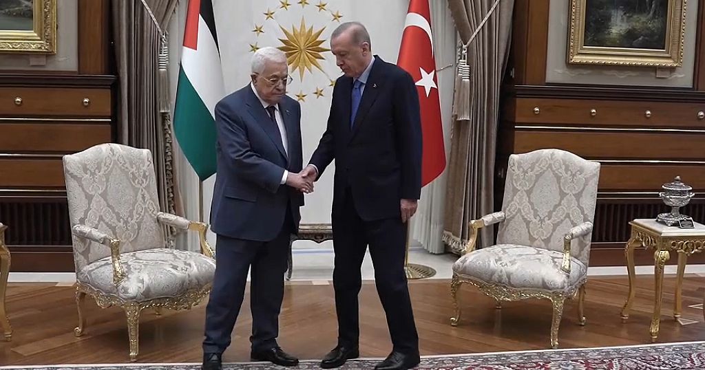 Turkey’s Erdogan welcomes Palestinian President Mahmoud Abbas in Ankara