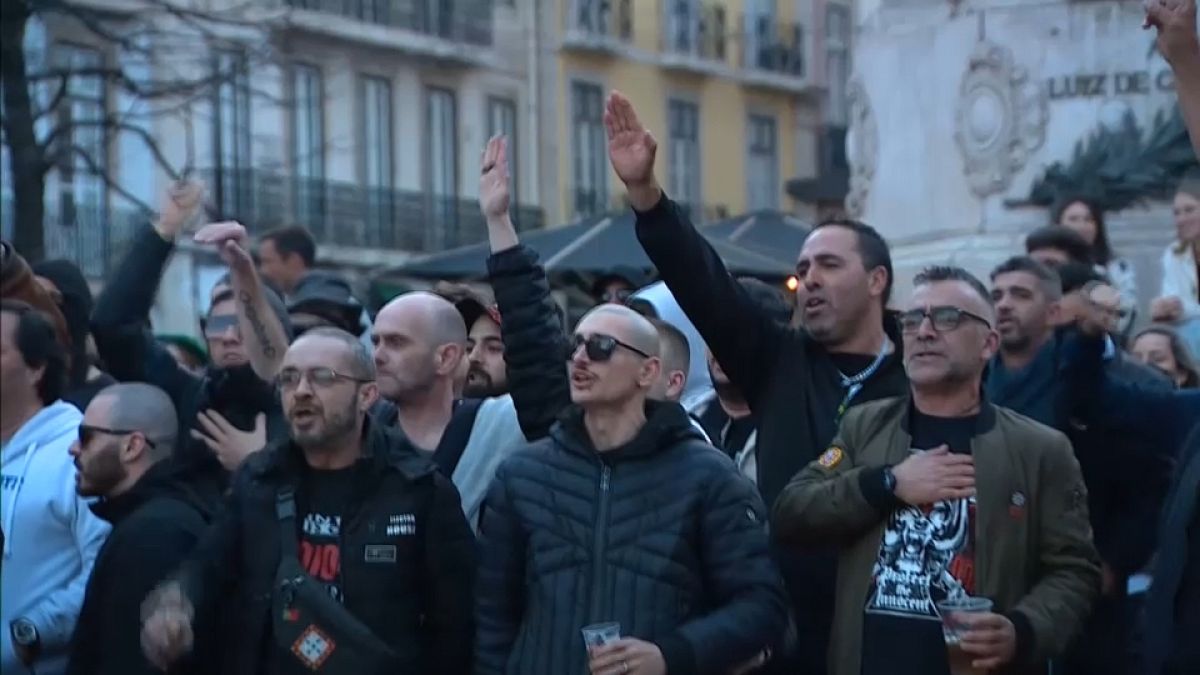 Manifestación neonazi en Portugal. 