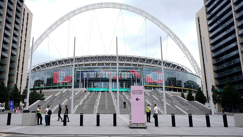 Police patrol around Wembley Stadium in London - Wednesday 14 August