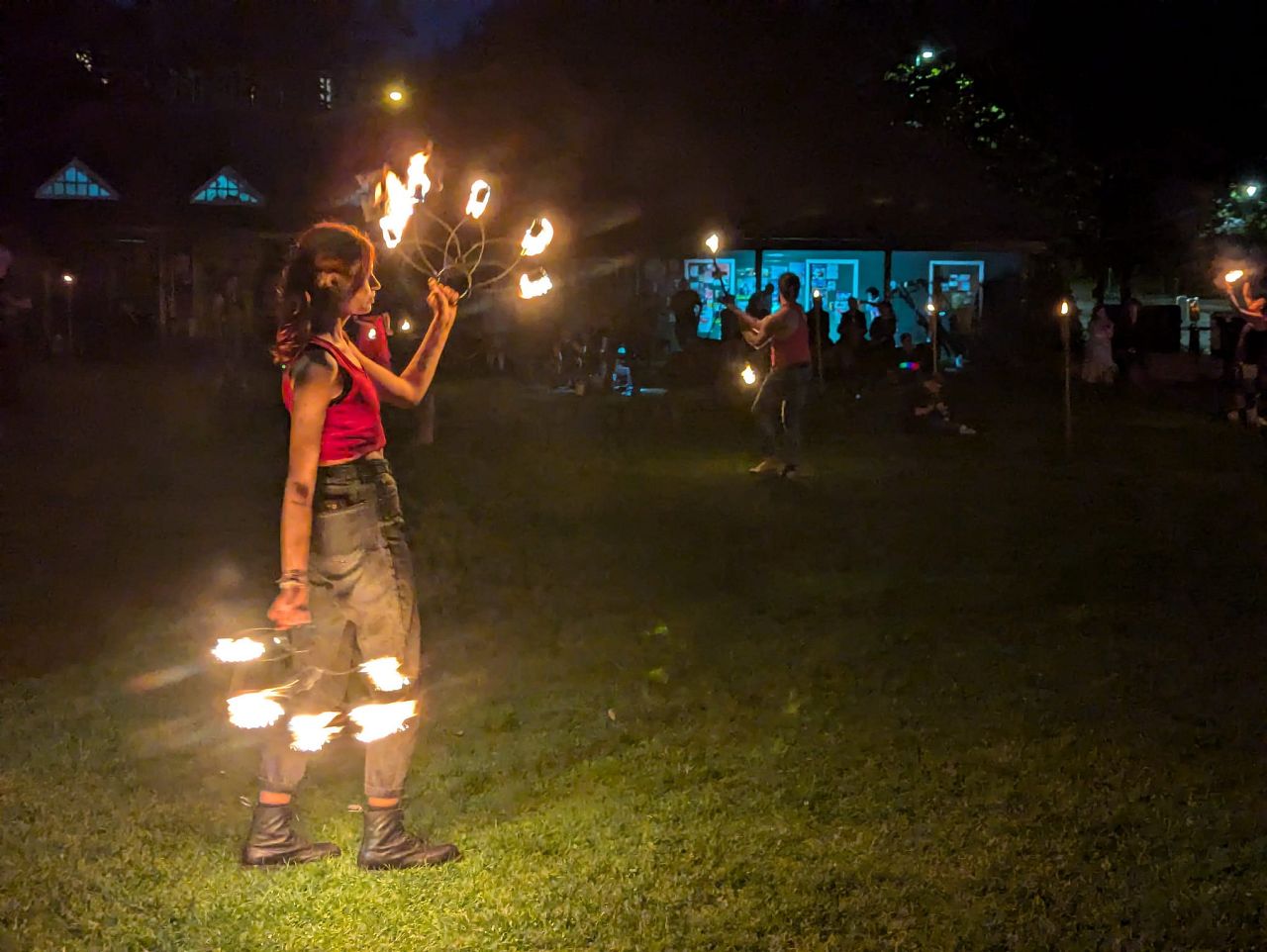 Fire jugglers in the Meadows