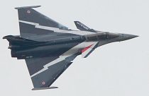 FILE: The Dassault Rafale jet performs a demonstration flight during the Paris Air Show in Le Bourget, north of Paris, 19 June 2023