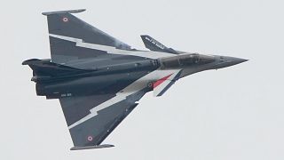 FILE: The Dassault Rafale jet performs a demonstration flight during the Paris Air Show in Le Bourget, north of Paris, 19 June 2023