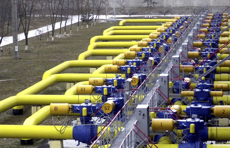 A set of pipes in a gas storage and transit point in Boyarka, just outside Kyiv, Ukraine, Jan. 3, 2006.