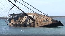 Imagen de uno de los barcos afectados por el temporal en Baleares.