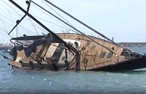 Imagen de uno de los barcos afectados por el temporal en Baleares.