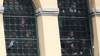 Inmates stage a protest at the San Vittore prison in Milan, 9 March 2020