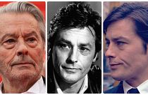 Alain Delon Cannes-ban, 2019-ben; 49 évesen, 1985-ben; A szicíliaiak klánja forgatási szünetében, Rómában, 1969-ben