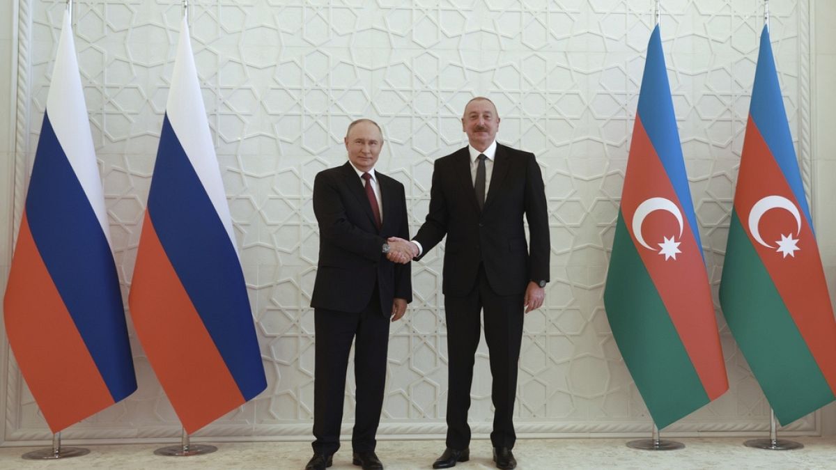 Rusya Devlet Başkanı Vladimir Putin ve Azerbaycan Cumhurbaşkanı İlham Aliyev, Bakü, 19 Ağustos 2024.