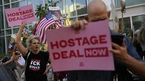 Israelis demonstrate for a deal to release the hostages still held by Hamas on the eve of US Secretary of State Antony Blinken's visit.