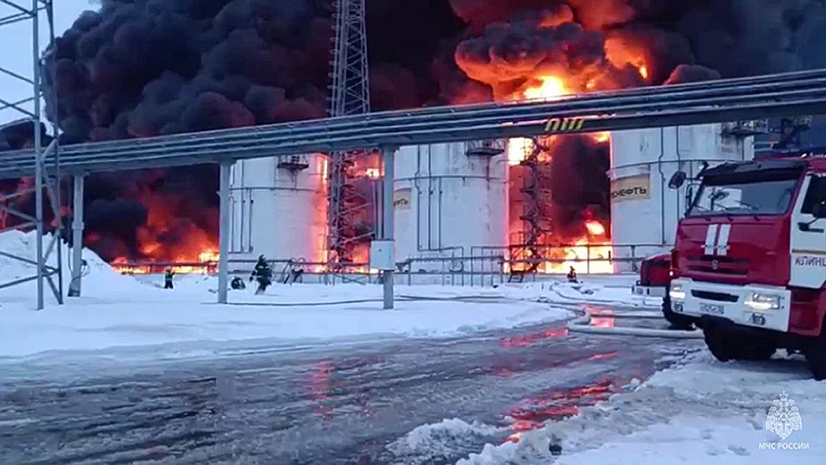 Fire rages for third day in Russian oil depot after Ukrainian drone attack