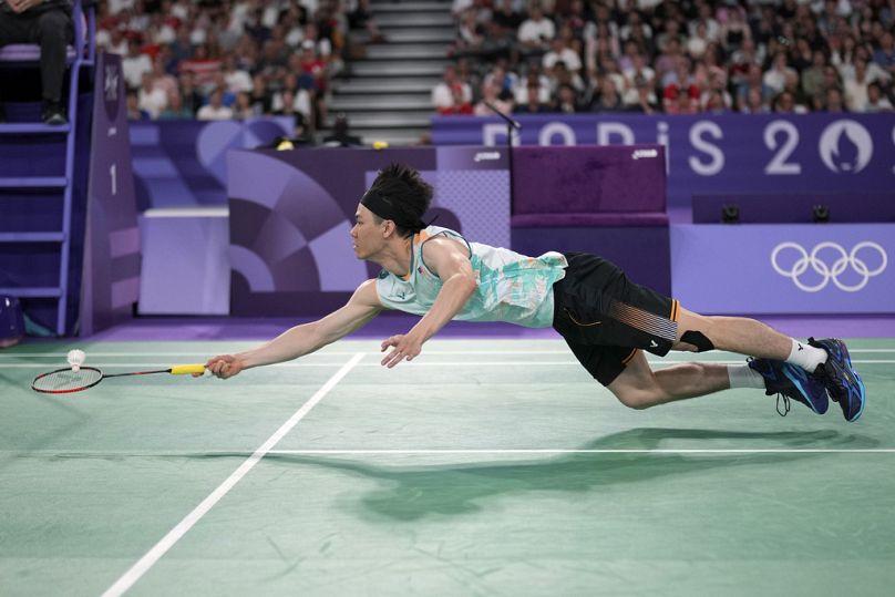 Lee Zii Jia spielt um den dritten Platz im Badminton bei Olympia 2024. Die Badminton-Halle wurde extra für Olympia neu gebaut.