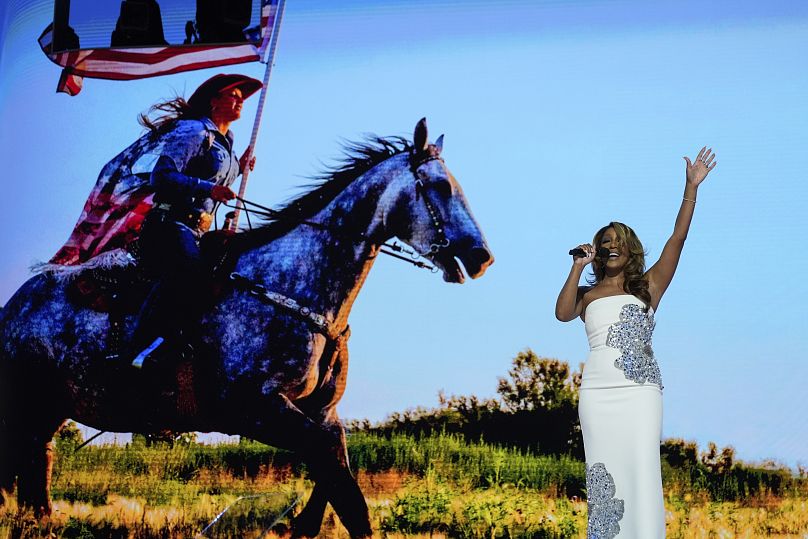 Singer Mickey Guyton performs during the Democratic National Convention 