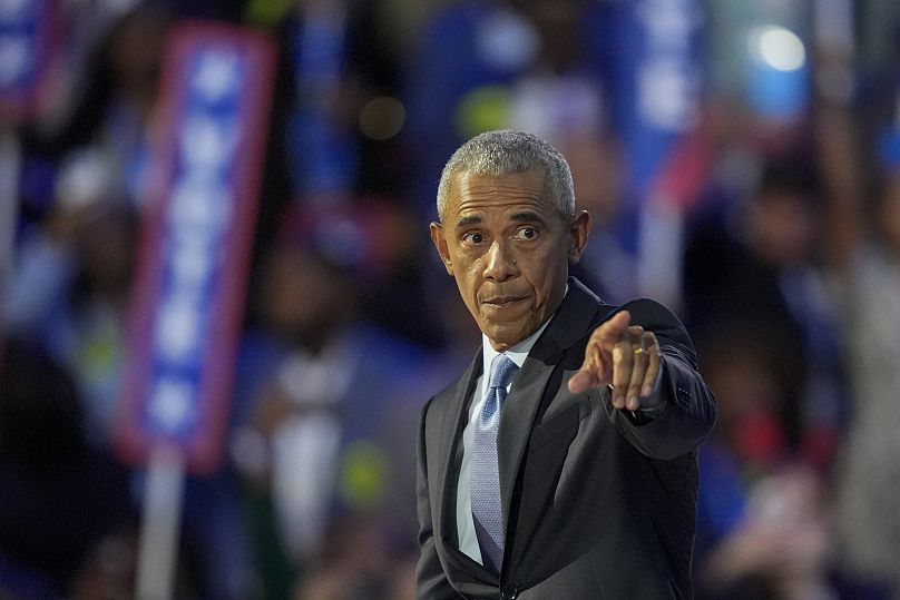 Former President Barack Obama speaks during the Democratic National Convention