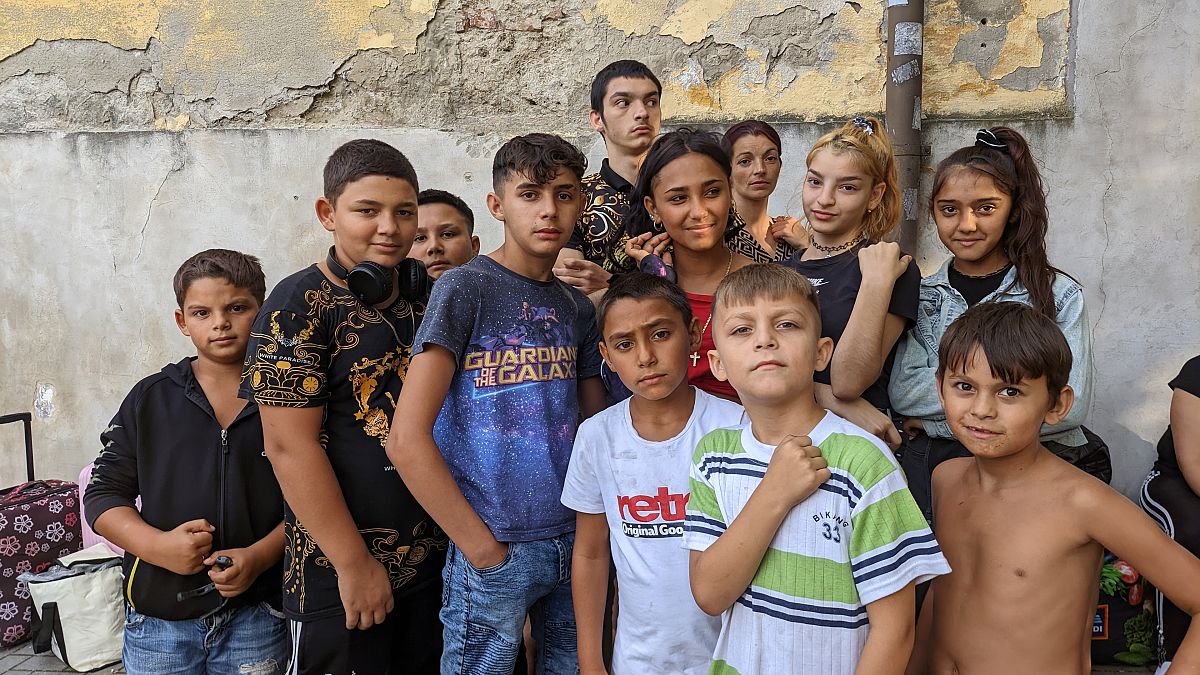 Transcarpathian refugee children in Kocs, Hungary, after being evicted