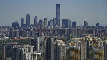 A view of the skyline of central Beijing, China, Wednesday, July 17, 2024