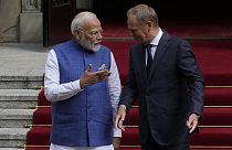 Le Premier ministre indien Narendra Modi et son homologue polonais Donald Tusk