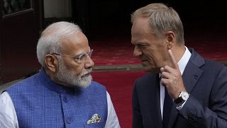 Narendra Modi indiai és Donald Tusk lengyel kormányfő