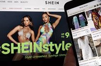 Shein web sitesinden (solda) ve Temu sitesinden (sağda) sayfalar görülüyor, 23 Haziran 2023.