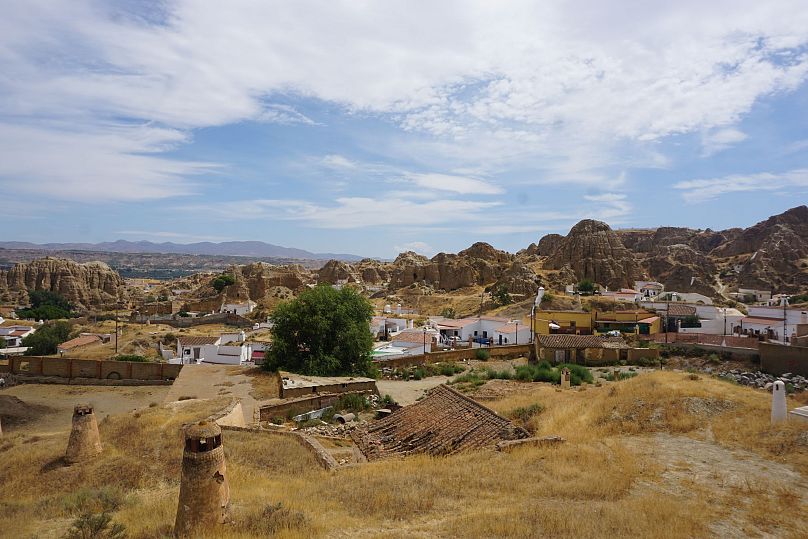 A view of Guadix with its white chimneys.