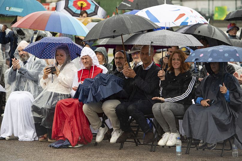 Guests attend the Paralympic Flame lighting ceremony in Stoke Mandeville, widely considered the birthplace of the Paralympic Games, England, Saturday, Aug. 24, 2024.