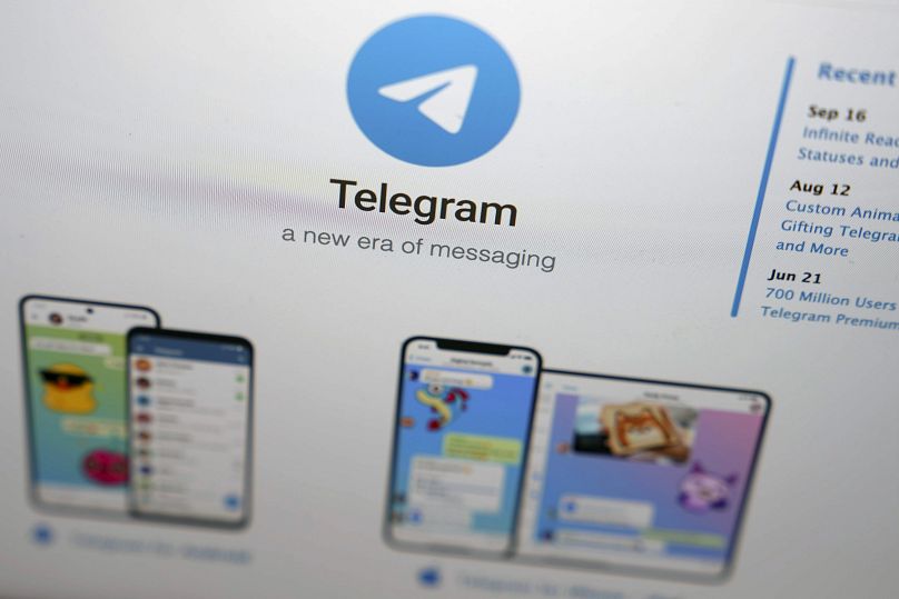 The website of the Telegram messaging app is seen on a notebook screen in Munich, Germany, Monday, Oct. 17, 2022