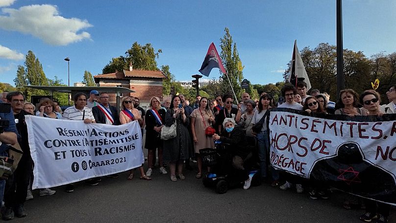 People gather in Paris, 25/08/2024 to stand against antisemitism, racism and descrimination.