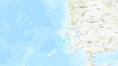 O epicentro do sismo partilhado pelo instituto de geofísica norte-americano