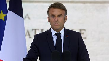 French President Emmanuel Macron at a ceremony commemorating the 80th anniversary of the Liberation of Paris, 25 August 2024.