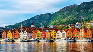 Bryggen in Bergen, Norway, faces coastal flood and drought risks.