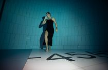 Christin Gerstorfer poses at 45,4 metres in an attempt to break the world record deepest underwater fashion shoot. 25 August, 2024. Warsaw, Poland.