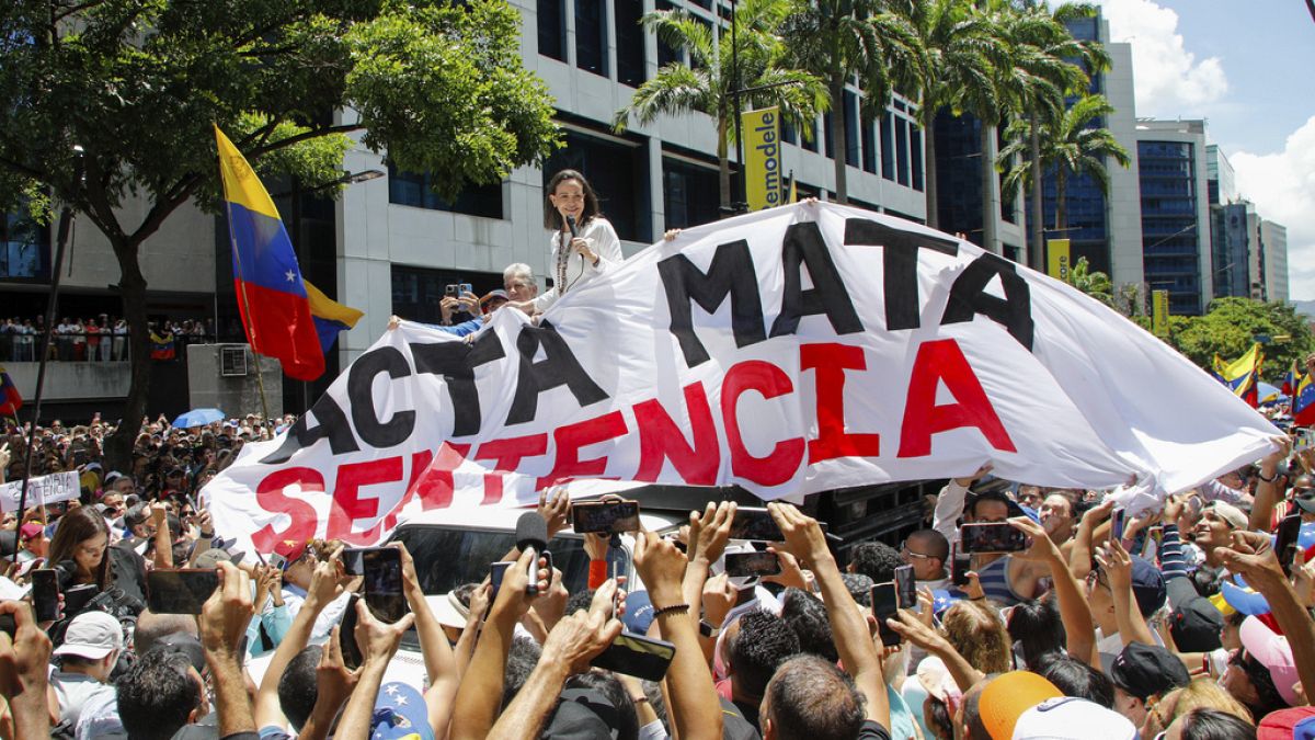 Venezuela’s opposition takes to the streets of Caracas to protest election results