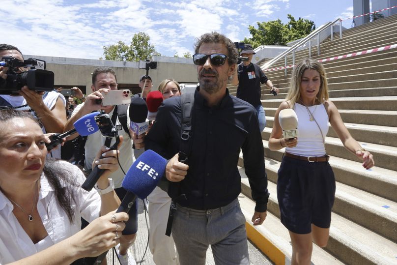 Spanish actor Rodolfo Sancho, father of Daniel Sancho Bronchalo, leaves from Koh Samui provincial court in Surat Thani, southern Thailand, Thursday, Aug. 29, 2024. 