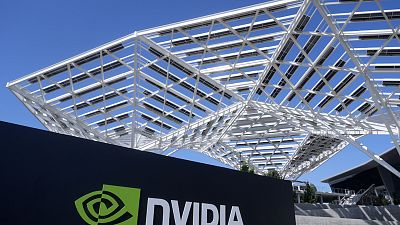 A sign to a Nvidia office building is shown in Santa Clara, California.