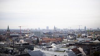 Arial view of the German federal state Bavaria capital Munich, Germany, Saturday, Nov. 12, 2022. (AP Photo/Markus Schreiber)