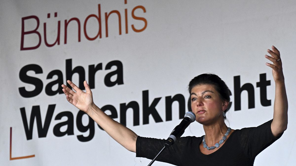 Sahra Wagenknecht durante un evento de campaña el 29 de agosto.