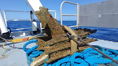 A bronze battering ram recovered from the bottom of the Mediterranean Sea