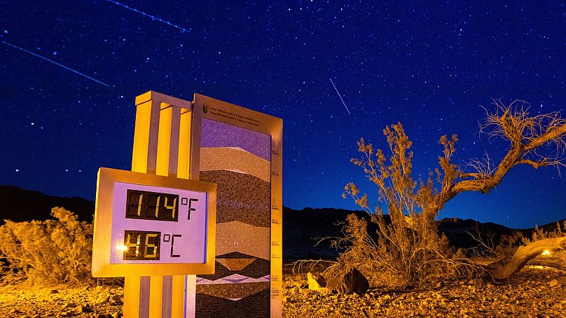 A thermostat at the Furnace Creek Visitors Center, 7 July 2024, Death Valley National Park, California.