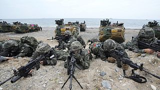 Exercice militaire combiné de débarquement amphibie entre la Corée du Sud et les États-Unis, appelé exercice Ssangyong, à Pohang, en Corée du Sud, le lundi 2 septembre 2024.