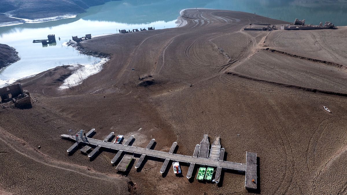 Vue du réservoir de Sau à 5 % de sa capacité en janvier de cette année. 