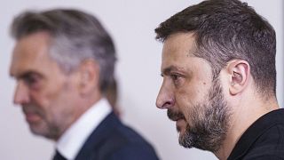 Премьер-министр Нидерландов Дик Схоф и президент Украины Владимир Зеленский