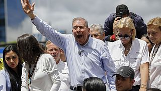 Opposition presidential candidate Edmundo Gonzalez leads a demonstration against the official election results that declared that President Nicolas Maduro won reelection.