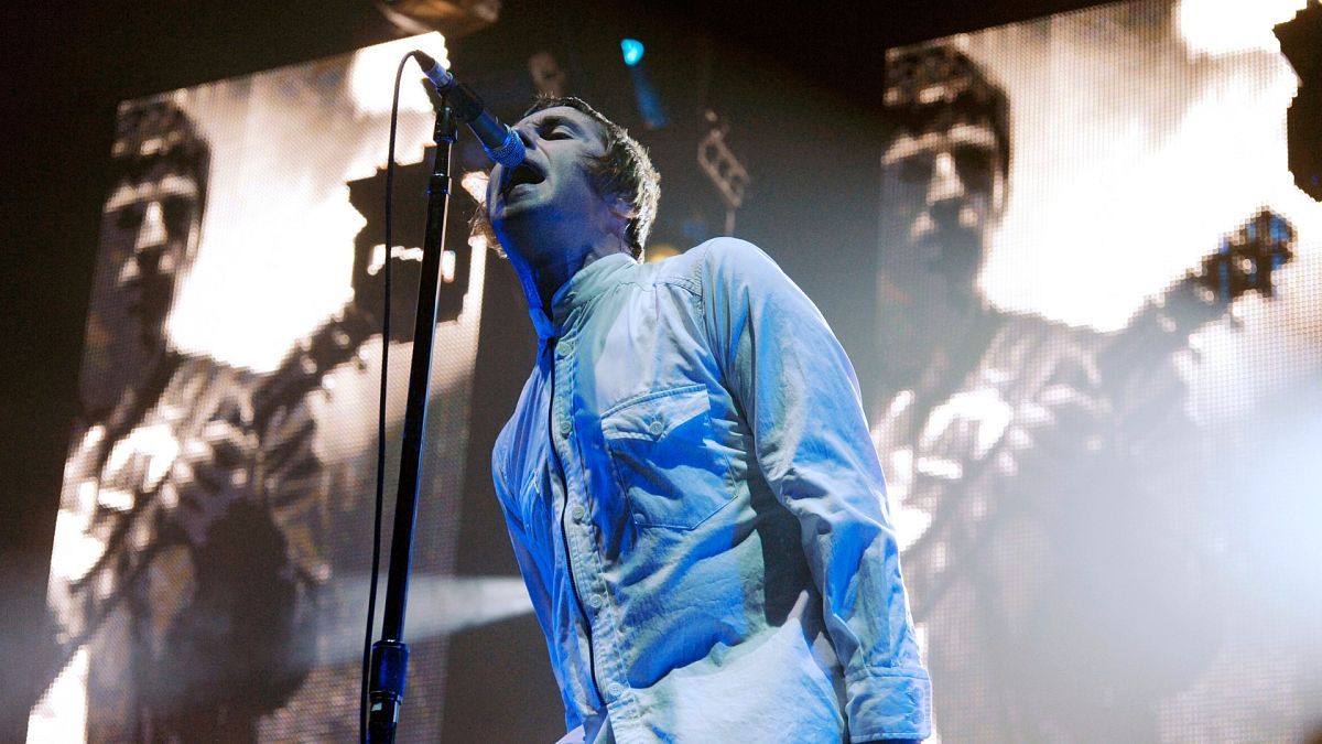 Liam Gallagher of Oasis performs during the British band's concert in Los Angeles in 2008